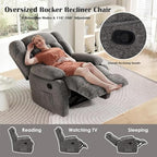 Recliner Chair with Side Pockets, Living Room Power Reclining Lounge Chair for Adults, Small Spaces Comfy Sofa with Theater Seating for Bedroom, Gray