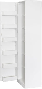 LUMISOL Tall Kitchen Pantry Cabinet with 6 Shelves and 6 Side Racks, Modern Buffet Cupboards Sideboard with Doors, Kitchen Hutch with Adjustable Shelves for Living Room Dining Room, White