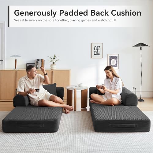 79" Convertible Sofa Bed, Couch for Living Room (Black)
