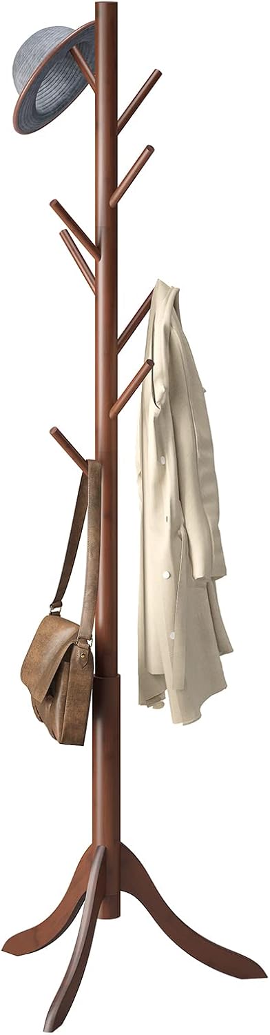 Coat Rack Freestanding, Coat Stands Entryway, Bamboo Coat Rack Hat Hanger 8 H...