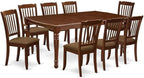 East West Furniture DODA9-MAH-C 9 Piece Dining Table Set Includes a Rectangle Dining Room Table with Butterfly Leaf and 8 Linen Fabric Upholstered Chairs, 42x78 Inch, Mahogany