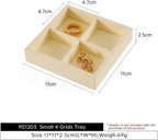 Dark Blue Jewelry Display Tray Ring Necklace Earring Bangle Organizer Multifunctional Storage Case for Jewelry Showcase (Small 4 Grids Tray(beige))