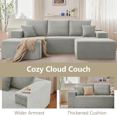Lakifun 107" L-Shape Sofa with Ottoman, Modern Modular Sectional Comfy U...