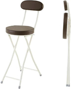 24inch/60cm Folding Bar Stool, Counter Height Foldable Chair with Padded Seats, Kitchen Breakfast Tall Stool with Backrest, Fold Up Sitting Stool Chair for Adults, 260lb Capacity (Color : Brown, Siz
