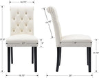 Faux Leather Dining Chairs Set of 8 Upholstered Dining Room Chairs Modern Tufted Accent Chairs Wooden Parsons Side Chairs for Home Kitchen Resturant, (Cream)