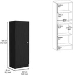 Kitchen Pantry 47" H, One Door Cabinet, Four Interior Shelves, Black ﻿,for Kitchen