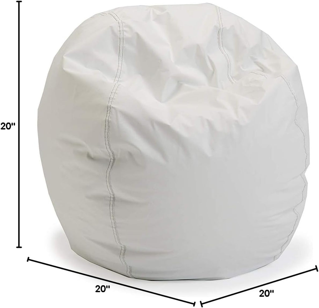 Child Bean Bag Chairs by Better American Products - Kid Sized Baseball Style Vinyl Bean Bag Chairs Perfect for Game Rooms and More (White)