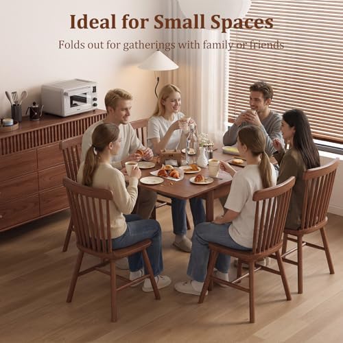 Solid Wood Small Dining Table for 2-6, 23.6"L-47.2"L Expandable Kit...