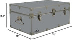 C&N Footlockers - Full-Size Happy Camper Trunk - #1 Summer Camp Trunk - Made in the USA - Steel Footlocker with Lid Stay - 32 x 18 x 13.5 Inches (Gray)
