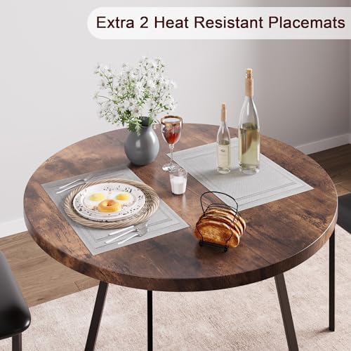 GAOMON Dining Table Set for 2, Kitchen Table and Chairs for 2 with Upholstere...