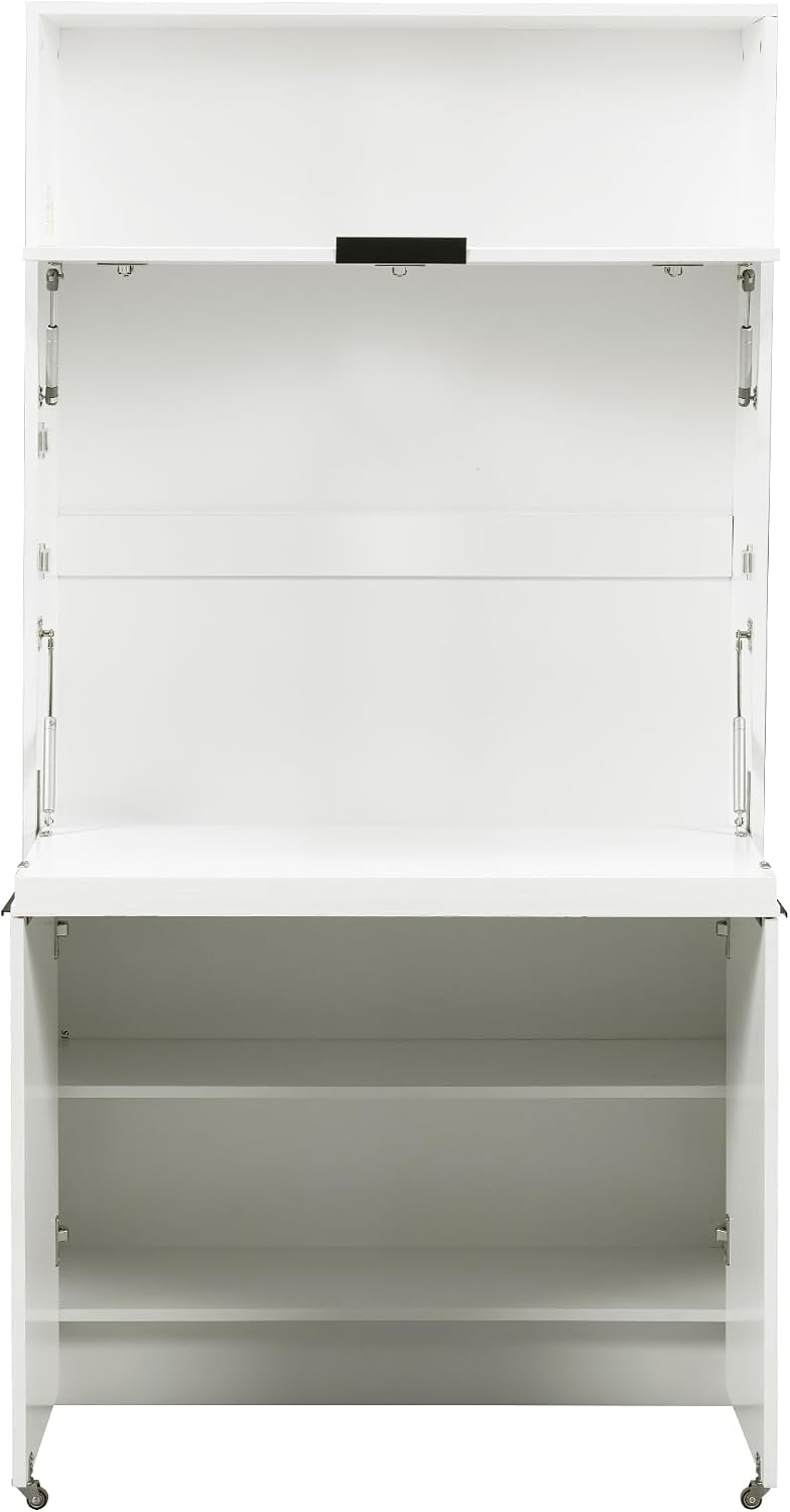 Tall Pantry Cabinet with Power Outlet, Multifunctional Cupboard with Adjustab...