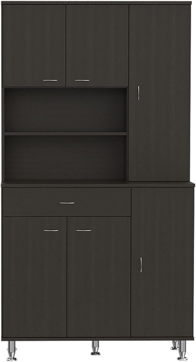 90 Kitchen Pantry, One Drawer, Multiple Cabinets, Two Open Shelves,for use in...