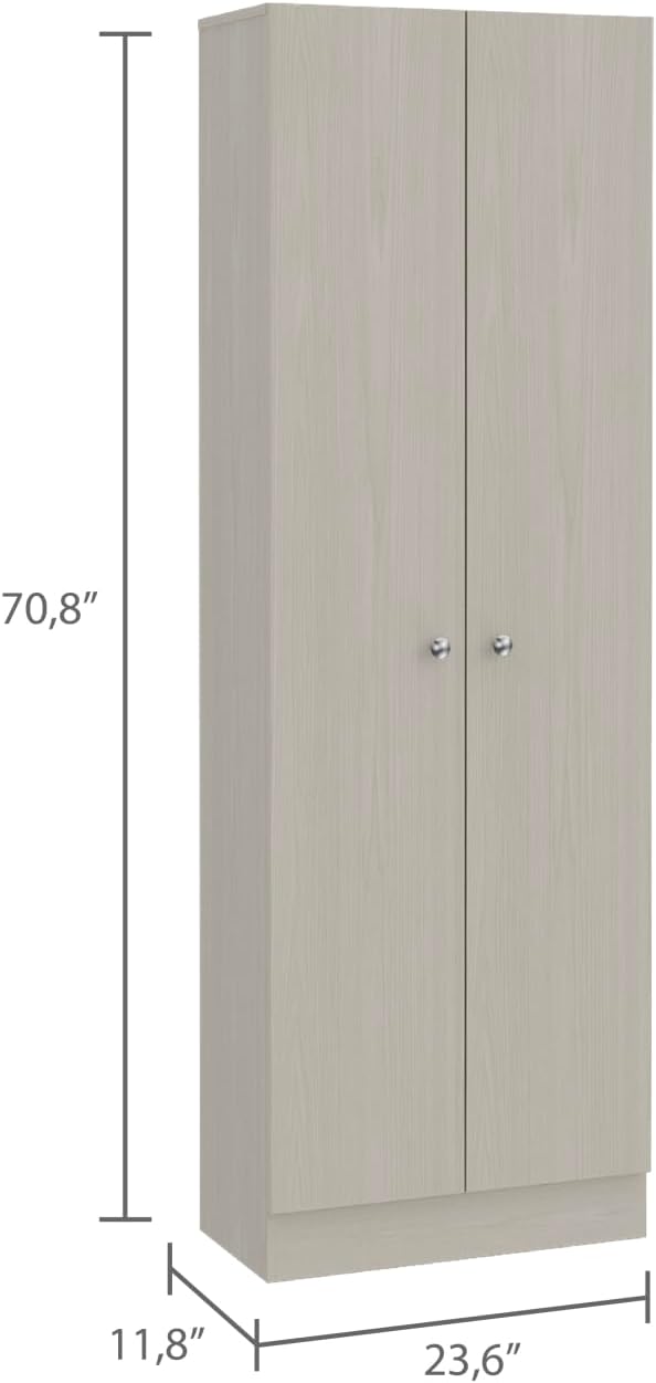 Multistorage Pantry Cabinet, Five Shelves, Double Door, Beige