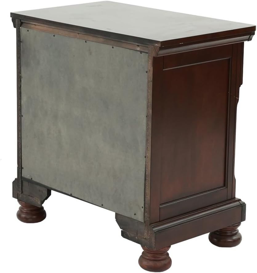 Rubber Wood 2 Drawers Nightstand in Antique Cherry Finish ﻿,for Small Spaces