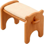 Composite Footstool Dog Shaped Stool Ottoman Bench Seat Low Stool Footrest with Solid Wood Frame PU Leather Cushion and Soft Foam Filling Suitable for, Cherry Wood