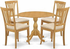 East West Furniture DMAV5-OAK-C 5 Piece Kitchen Table Set for 4 Includes a Round Dining Table with Dropleaf and 4 Linen Fabric Dining Room Chairs, 42x42 Inch, Oak