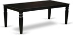 East West Furniture LGCE7-BLK-21 7 Piece Modern Dining Set Consist of a Rectangle Dining Table with Butterfly Leaf and 6 Mineral Blue Linen Fabric Upholstered Chairs, 42x84 Inch, Black
