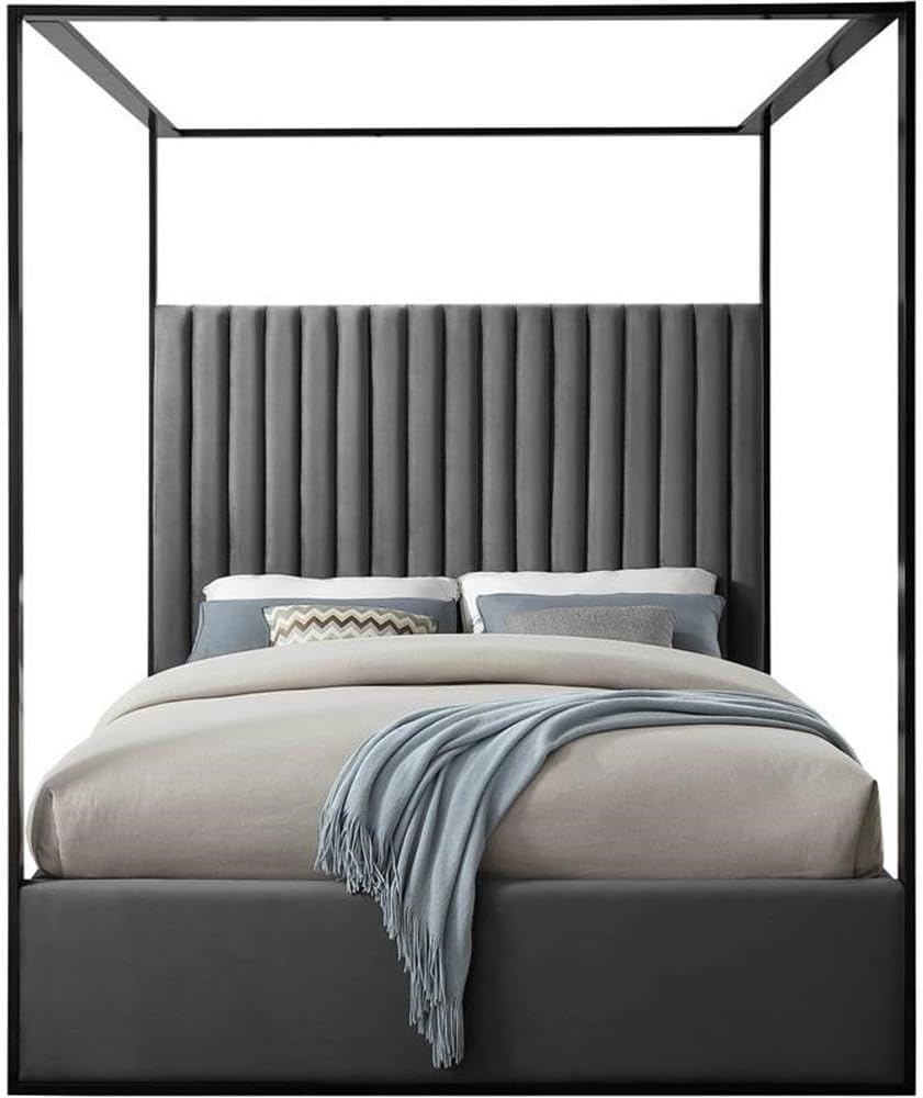 Meridian Furniture JaxGrey-K Jax Collection Modern | Contemporary Velvet Upho...