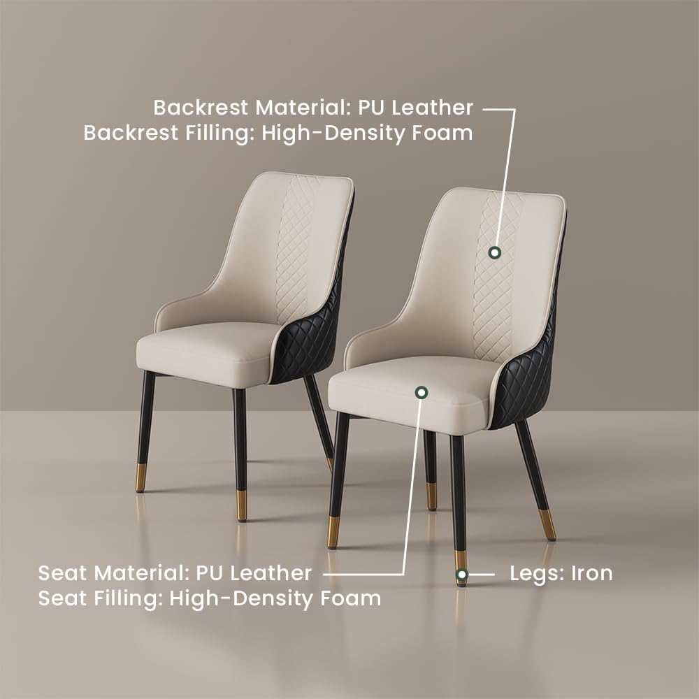 POVISON PU Dining Chairs Set of 2, 38" Faux Leather Upholstered Bar Chai...