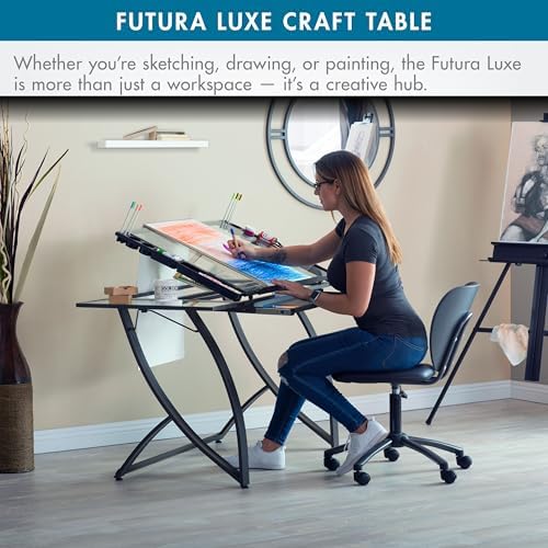 SD STUDIO DESIGNS Futura Luxe Drawing, Drafting, Craft Table with Drawer, 35&...