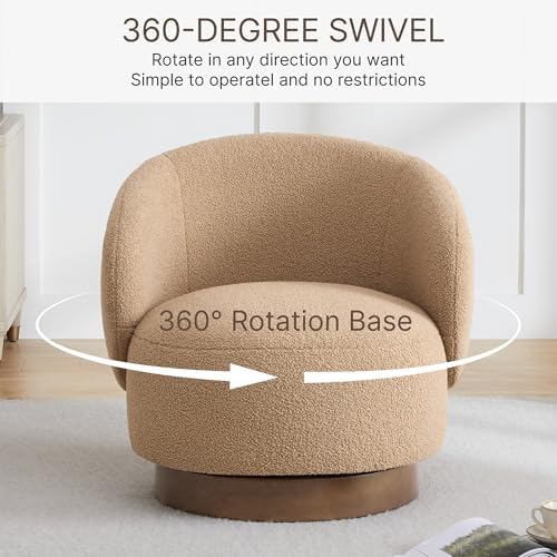 KISLOT Swivel Barrel Accent Chair, Boucle Fabric, Sand, 2-Pack | Modern Style...