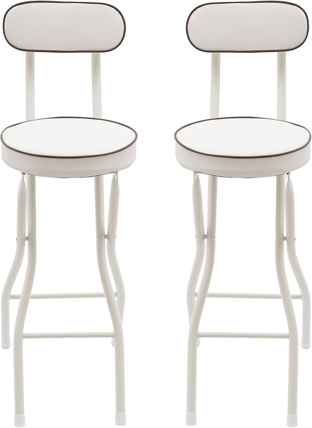 2PCS Folding Bar Stool with Backrest, Tall Foldable Stool Seat Padded Portable Stools Counter Height Foldable Stools Chairs Collapsible Stool for Adults Kitchen Island Cafe Dining Room
