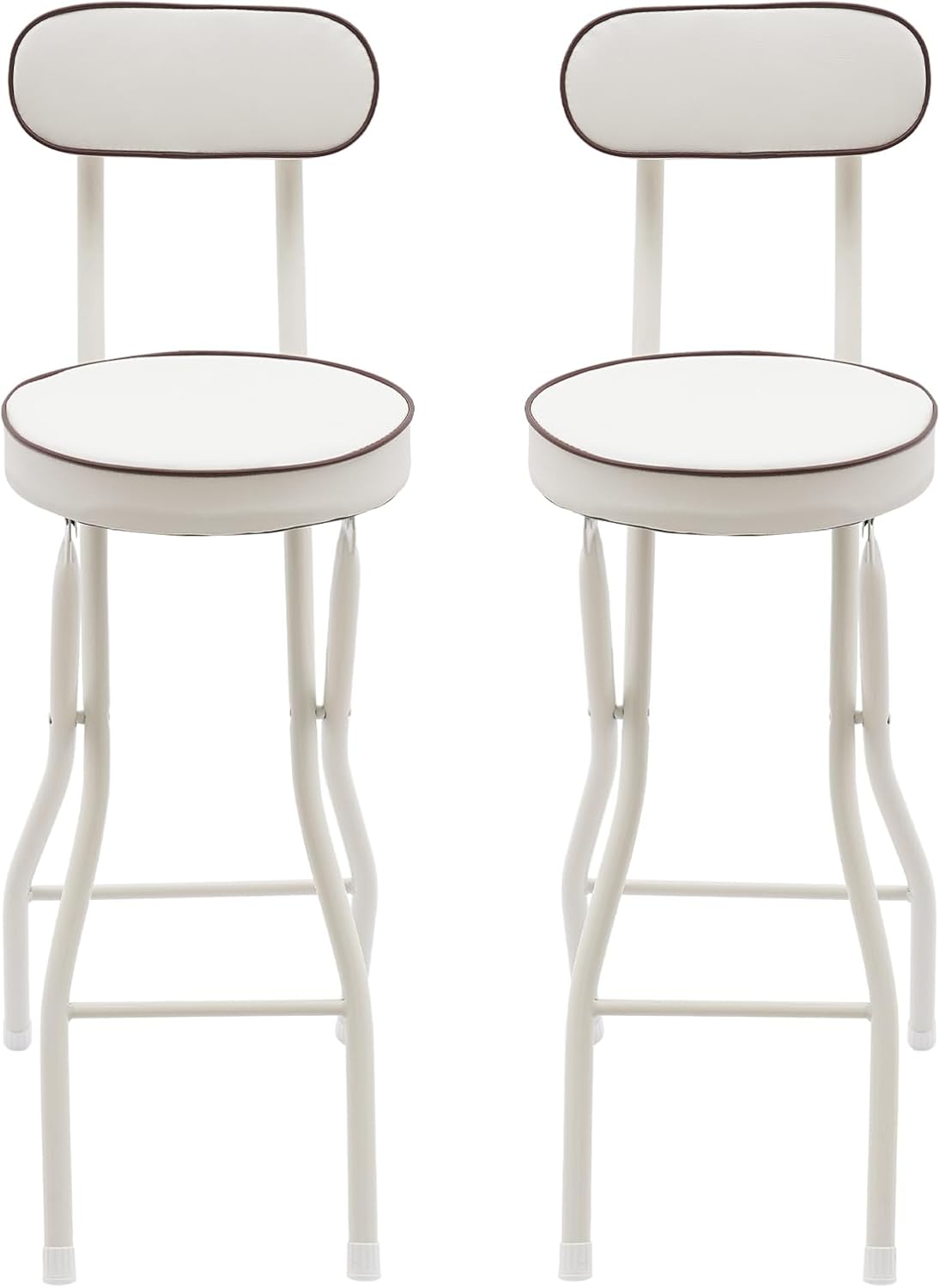 2PCS Folding Bar Stool with Backrest, Tall Foldable Stool Seat Padded Portable Stools Counter Height Foldable Stools Chairs Collapsible Stool for Adults Kitchen Island Cafe Dining Room