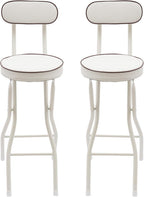 2PCS Folding Bar Stool with Back,Cushioned Padded Folding Stool,Tall Foldable Stools,Portable Bar Collapsible Stools for Kitchen Island,Restaurant,Cafe Shop (White)