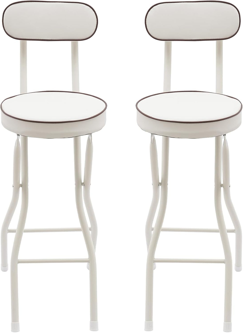 Folding Bar Stool with Backrest, Set of 2 Tall Cushioned Seats, 25.6 Inch Por...