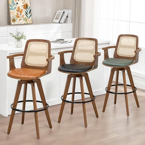 Mid Century Counter Stools, 26.3" Kitchen Island Stools with Curved Back...