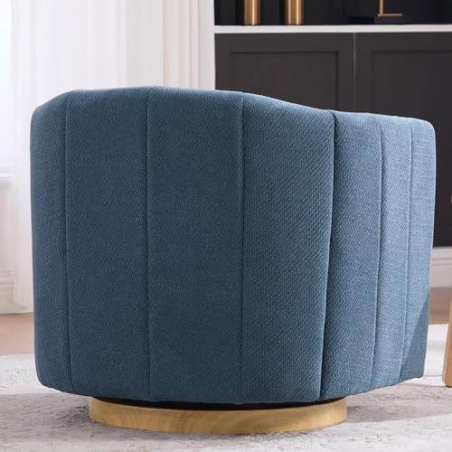 Swivel Barrel Chair Set of 2, 360 Degree Round Swivel Accent Chair for Living Room, Mid Century Modern Upholstered Accent Chair,Comfy Tufted Sofa Armchairs for Bedroom,Nursery,Chenille, Blue