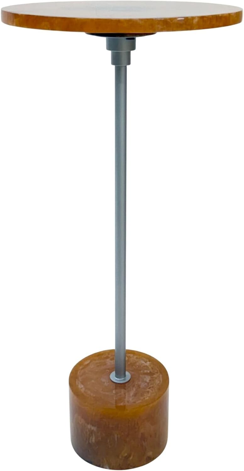 Carolina Chair & Table Amber Glow Pedestal Accent 25 Inch Round Resin Sid...