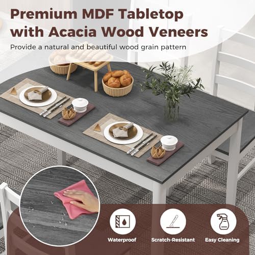 GOFLAME 5 Piece Dining Table Set for 4, Farmhouse Kitchen Table and 4 Chairs ...