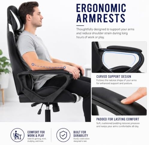 BestOffice High-Back Gaming Chair PC Office Chair Computer Racing Chair PU De...