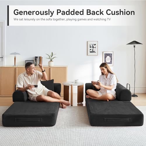79" Convertible Sofa Bed, Couch for Living Room (Black)