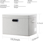 PRANDOM Collapsible Storage Bin with Lid [5-Pack] Fabric Foldable Storage Box Organizer Container Basket Cube with Cover for Home Bedroom Closet Office Beige(15.3x10x9.7)