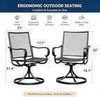 Outdoor 360° Swivel Rocking Chairs Set of 2, All Iron Mesh Patio Rocker Chairs, Electroplated Anti-Rust Heavy Duty Metal Swivel Dining Chairs with Curved Armrest for Porch, Deck, Backyard, Garden