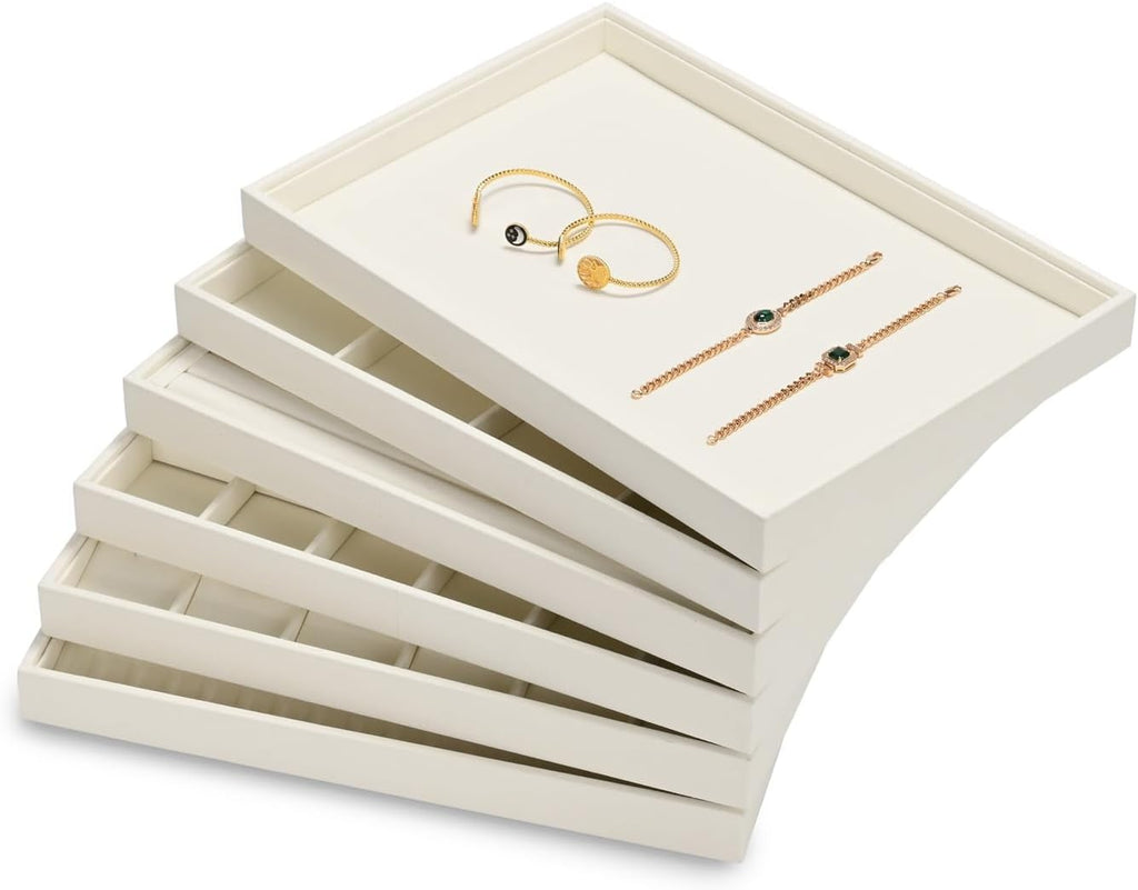 24-Slot Microfiber Necklace Pendant & Bracelet Display Tray White | For Necklace Pendant & Bracelet Storage, Large Capacity, For Home & Retail