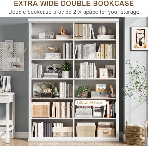 Rresyet 71.8" L x 47.2" W Wooden Bookcase and Bookshelf