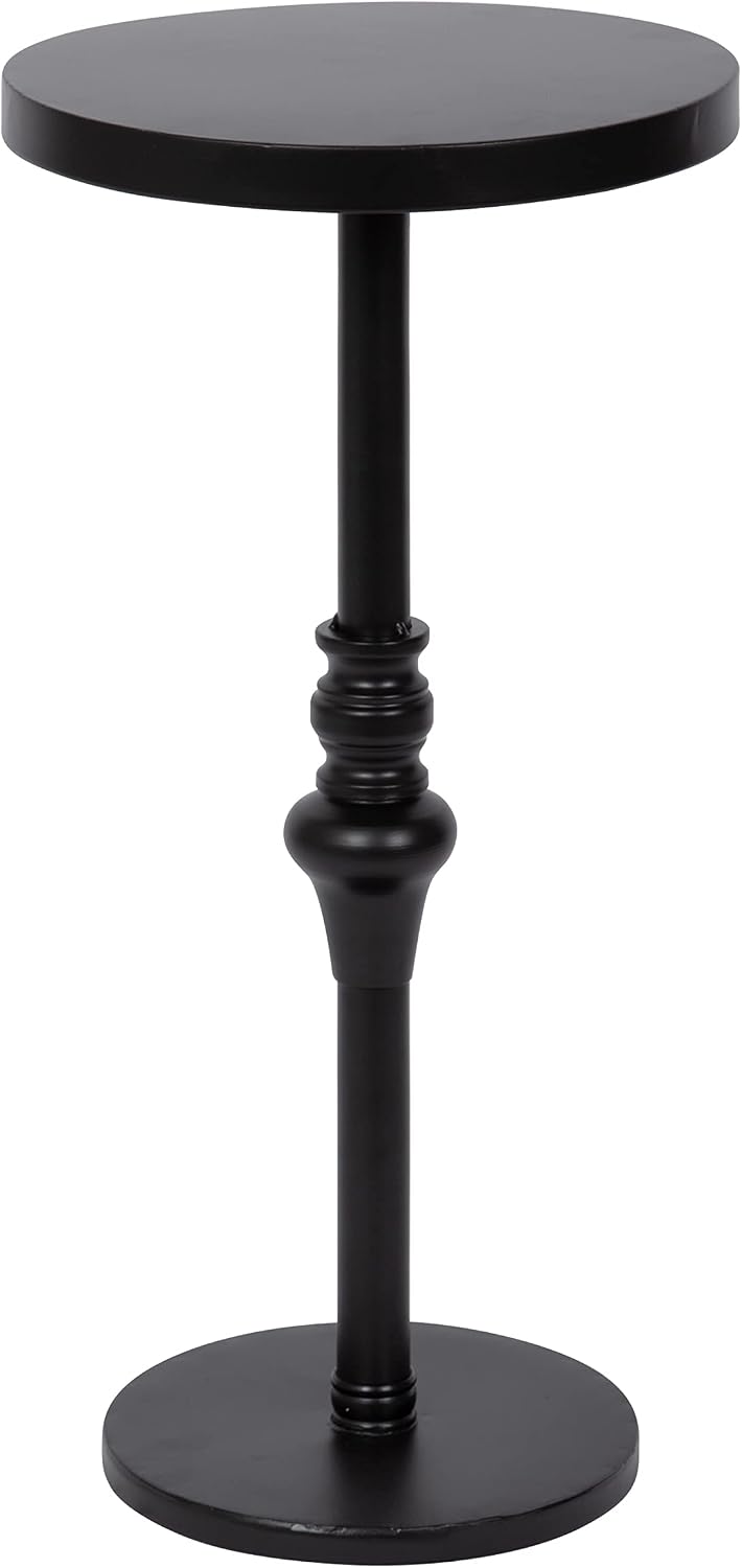 Kate and Laurel Stratton Rustic Pedestal Table; 13 x 13 x 26; Black; Decorative Pedestal Table for Decorating Smaller Living Areas and Hosting
