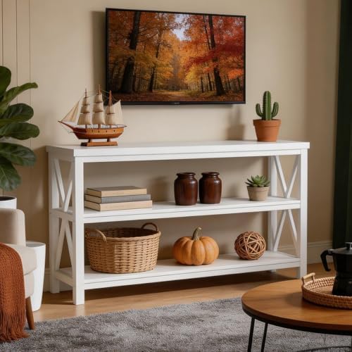 FATORRI Console Table for Entryway, Long Sofa Table with 3 Tier Shelves, Mode...