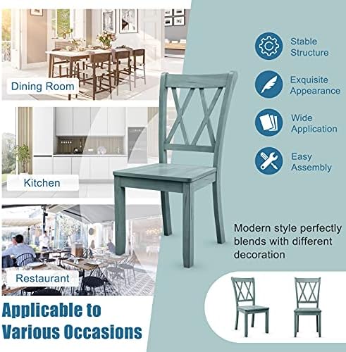 GIANTEX Set of 2 Dining Chairs, Rubber Wood Dining Room Chair, Farmhouse Dini...