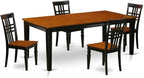 East West Furniture QULG5-BCH-W 5 Piece Kitchen Table Set for 4 Includes a Rectangle Dining Room Table with Butterfly Leaf and 4 Solid Wood Seat Chairs, 40x78 Inch, Black & Cherry