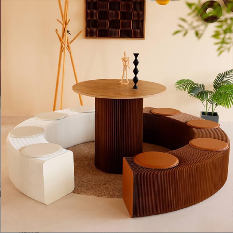Folding Paper Stool with Pu Cushion,Accordion Paper Folding Sofa Chair,Scalab...