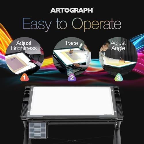 Artograph Futura Light Tracing Table with Storage Drawers, Charcoal Black