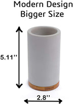 Matani Bamboo Toothbrush Holder Diatomite Tooth Brush Organizer - Storage Stand for Small Bathroom & Counter - Removable Base & Drain Holes, Water-Absorbent & Quick-Drying (Light Grey)