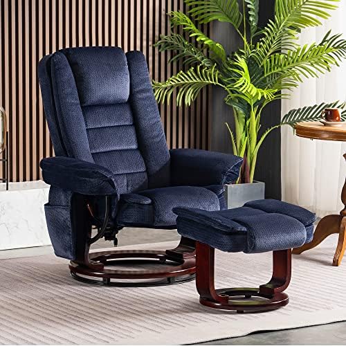 MCombo Swivel Recliner with Ottoman Chair, TV Chair Sets with Vibration Massa...