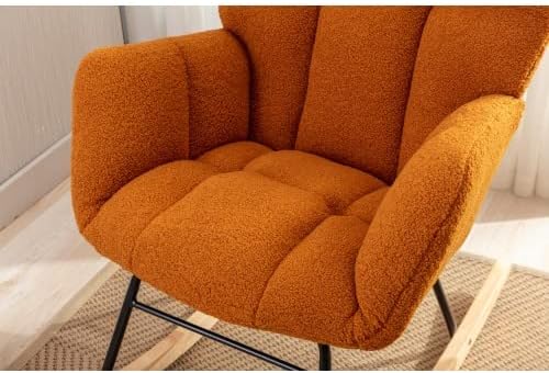 Rocking Chair, Upholstered Teddy Fabric Glider Chair, Lounge Accent Armchair ...