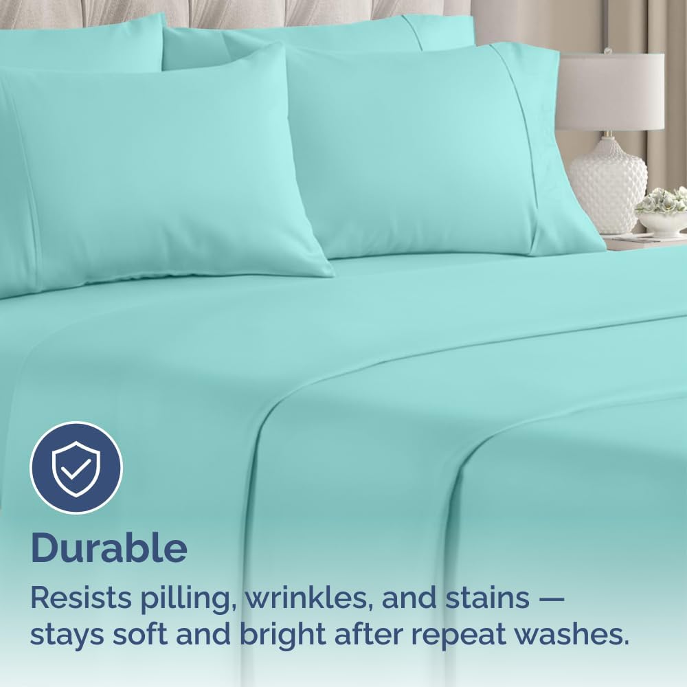 King Pillow Cases - 4 Pack - Super Soft Pillowcase Covers - Envelope Enclosure - Hotel Quality Pillow Protectors - Wrinkle Free, Shrink and Stain Resistant - Machine Washable - 20" x 40" (Spa Blue)