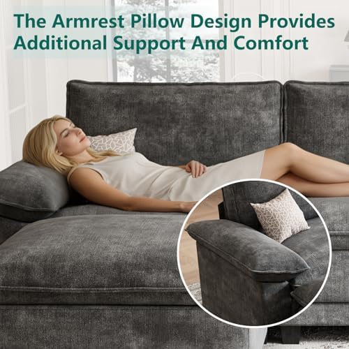 108" Modular Sectional Couch, L Shaped Cloud Sofa for Living Room | Comf...